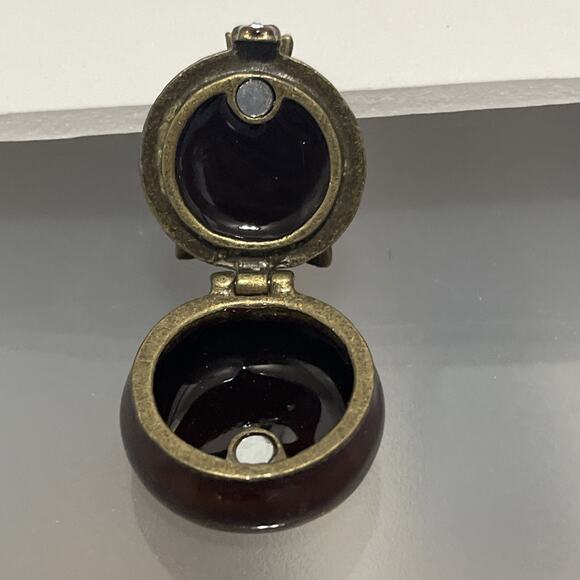 Papyrus Rhinestone Enamel Owl Miniature Earth Tones Trinket Box - Picture 6 of 10